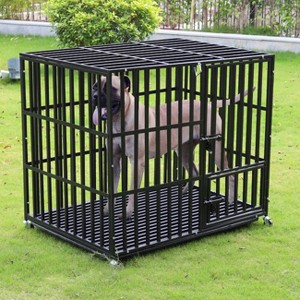 Artloge  Extra Large Heavy Duty Thick Steel Dog Crate Rolling Pet Kennel with Prevent Escape Lock & Tray & 3 Doors & Lockable Wheels - 1 of 4