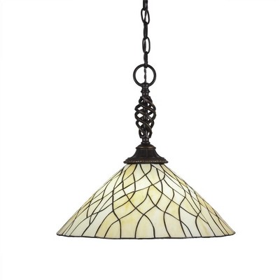Toltec Lighting Elegante 1 - Light Pendant in  Dark Granite with 16" Sandhill Art Glass Shade