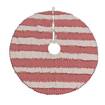 HGTV Home Collection Ric Rac Lace border Tree Skirt, Red and White, 48in