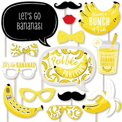 Big Dot of Happiness Let's Go Bananas - Tropical Party Photo Booth Props Kit - 20 Count