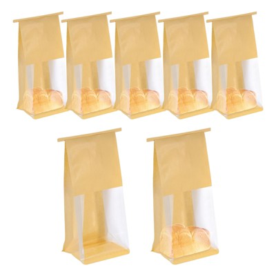 Unique Bargains Greaseproof Clear Windows Iron Tie Tab Lock Gift Bags 25 Pcs