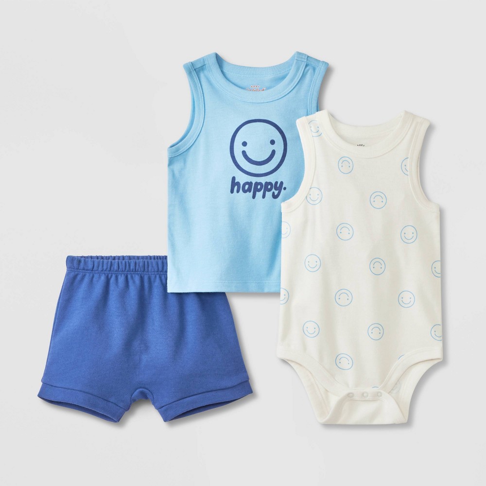 Baby Boys' Printed Top & Bottom Set - Cat & Jack™ Blue Newborn