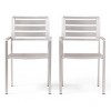 Modern Outdoor Garden Aluminum Dining Arm Chairs Set of 2,Open Slat Design Lightweight Dining Chair,Poolside Backyard Dining Armchair-Coolbibila - 3 of 4
