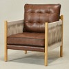 KINWELL Genuine Leather Accent Chair With Fabric Tape Wrapped Arms for Living Room Lounge - 4 of 4