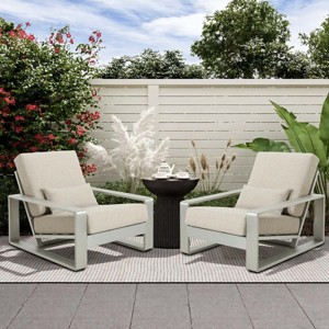 Outdoor Aluminum Club Chairs Set of 2,Rust Resistant Lounge Chair with Cushions,Modern Patio Club Chair for Garden or Balcony-Koiai - 1 of 4