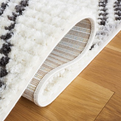 Ivory and Grey Moroccan Diamond 8' x 10' Synthetic Area Rug