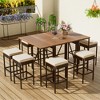 FURNIinspire Dining Sets 10-Piece Outdoor Acacia Wood Height Tables And Stools With Cushions, 2 Brown Dining Tables And 8 Wicker Dining Chairs - 2 of 4