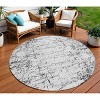 Black White And Gray Abstract Washable Indoor Outdoor Area Rug - 2 of 4
