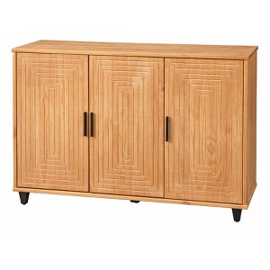 Messina 3 Door Buffet Natural Pine - Buylateral: Modern Geometric Sideboard, Adjustable Shelves - 1 of 4