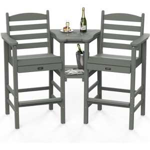 VINGLI Tall Adirondack Chairs Set of 2 with Removable Trays, HDPE All Weather Outdoor Bar Stools Heavy Duty Poly Deck Chairs for Pool Balcony - 1 of 4