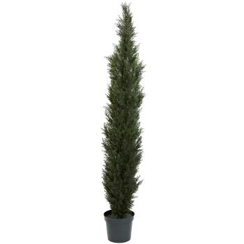 Nearly Natural 7' Mini Cedar Pine Tree w/3614 Tips in 12” Pot (Two Tone Green)