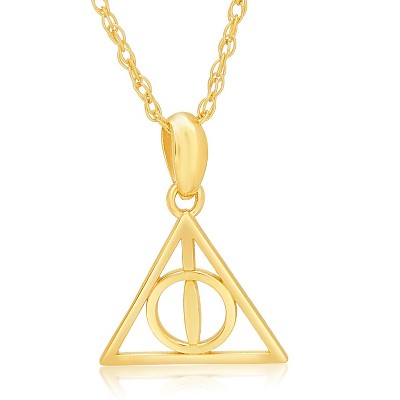 Harry Potter Deathly Hallows 14K Gold Pendant Necklace, 18"