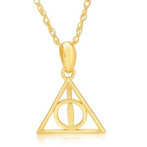 Harry Potter Deathly Hallows 14K Gold Pendant Necklace, 18" - 1 of 4