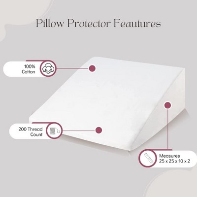 King Size White Cotton Hypoallergenic Wedge Pillow Protector