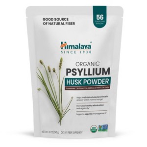 Himalaya Organic Psyllium Husk Powder, Daily Dietary Fiber Supplement, USDA Certified Organic, Non-GMO, Unflavored, 56-Teaspoon Supply, 12 Oz - 1 of 4
