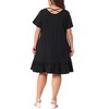 Agnes Orinda Women's Plus Size Cross Back Ruffle Hem Formal Chambray T-Shirt Dresses - 4 of 4