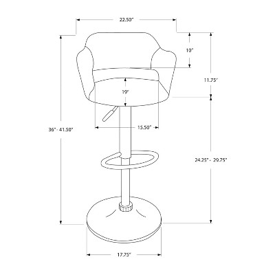 Charcoal Grey Chrome Adjustable Saddle-Style Swivel Bar Stool
