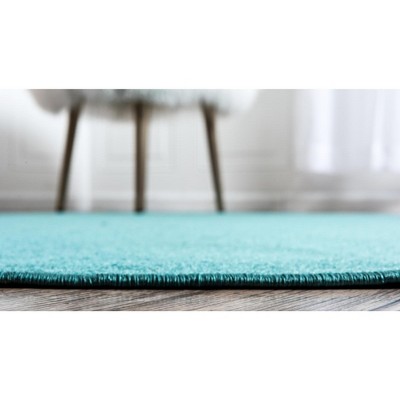Teal Round Easy Care Synthetic Indoor Rug