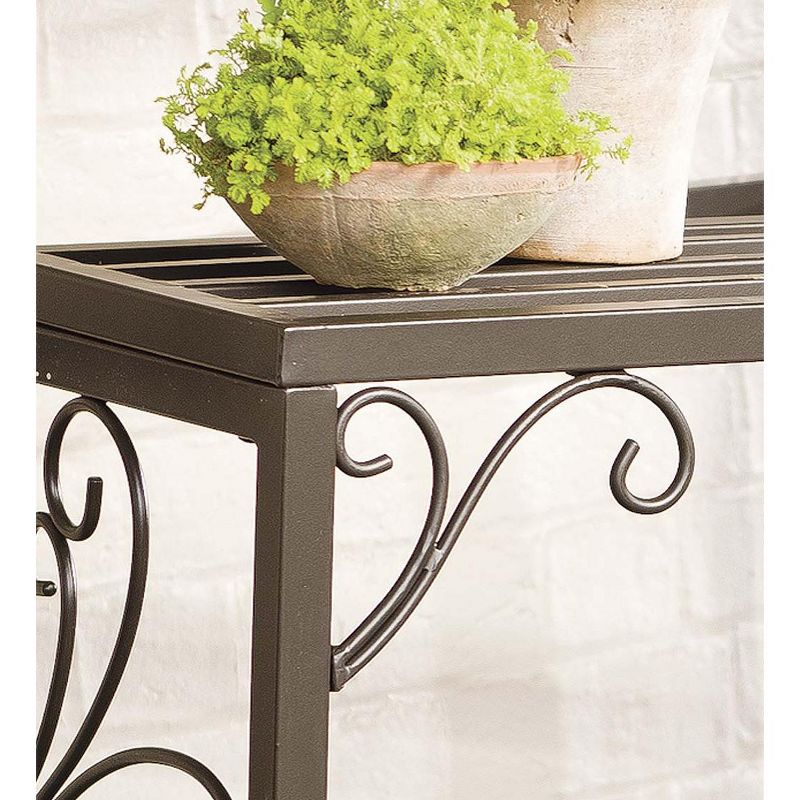 Plow & Hearth Set of 3 Nesting Metal Plant Stands with Scrollwork Design, 4 of 7