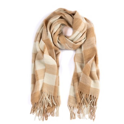 Shiraleah Jules Camel and White Plaid Scarf