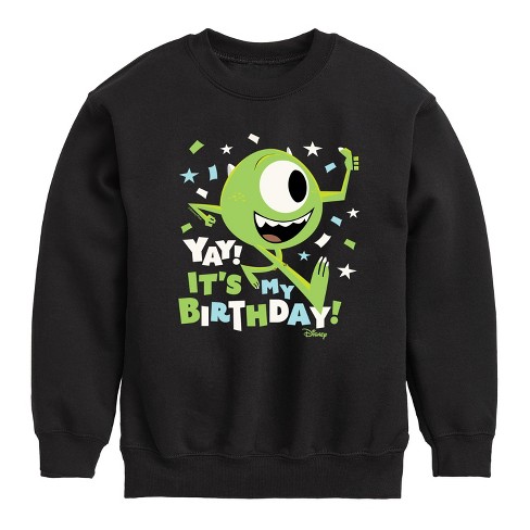 Boys' - Disney - Mike Yay It's My Birthday Graphic Long Sleeve Fleece Sweatshirt - image 1 of 4