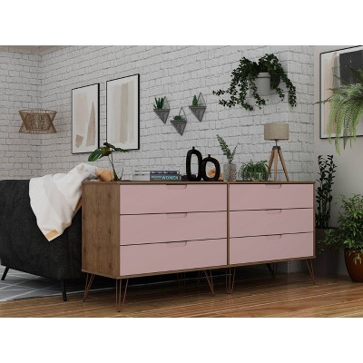 Rockefeller 6 Drawer Double Low Dresser - Manhattan Comfort