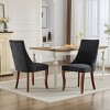 Set of 2 High Back Dining Chairs,Comfy Upholstered Seating with Triple Support System,Curved Solid Wood Legs,Beige Fabric Accent Chairs-The Pop Home - 3 of 4