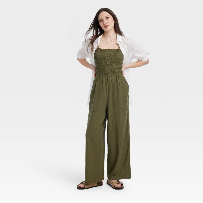 Women's Smocked Linen Maxi Jumpsuit - Universal Thread™, 4 of 7