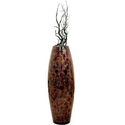 Uniquewise 36-Inch-Tall Floor Vase, Traditional Brown Fiberglass Flower Holder Centerpiece for Living Room Decor, Large Decorative Vase for Home Decor