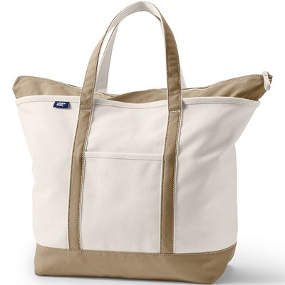 Lands' End Zip Top Canvas Tote Bag