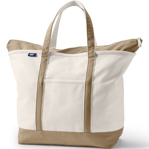 Lands' End Zip Top Canvas Tote Bag - 1 of 4