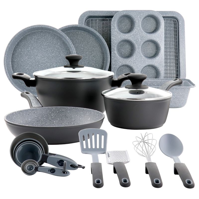 Oster Bastone 23 Piece Nonstick Cookware Bakeware Set in Speckled Gray, 1 of 8