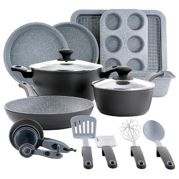 Oster Bastone 23 Piece Nonstick Cookware Bakeware Set in Speckled Gray