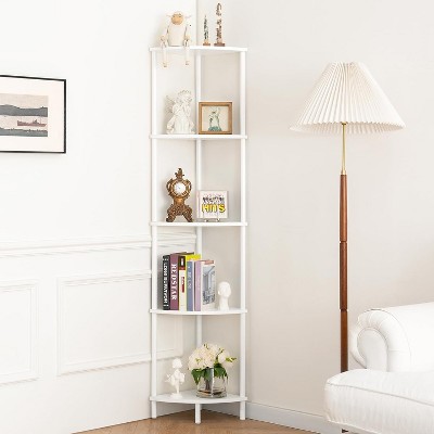 Corner Shelf Stand, 5-Tier Bookshelf, 65" Tall Shelves for Bedroom, Living Room, Narrow Display Shelf Bookcase