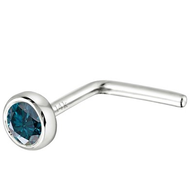 Jewelry Avalanche 22G 14K Gold Bezel-set Blue Diamond L-shape Nose Stud