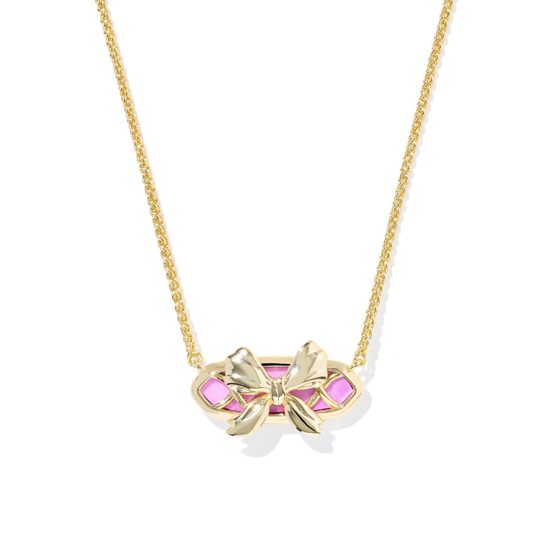 Kendra Scott Belle Bow Pendant Necklace - Gold/Bright Magenta