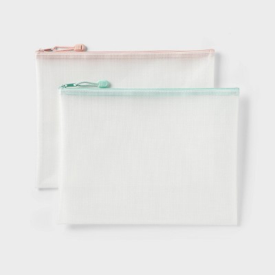 Paper Size Zip Pouches Water-Resistant &  Multi-Color Zipper 2pk – up & up