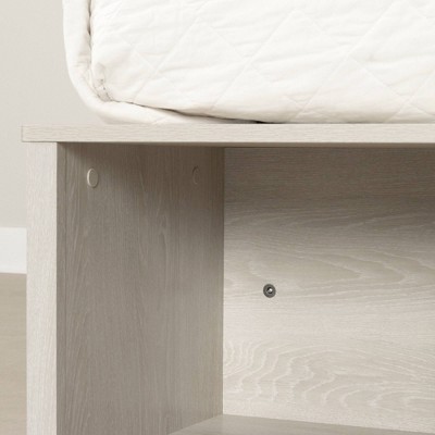 Winter Oak Full Storage Bed with Baskets and Wood Frame