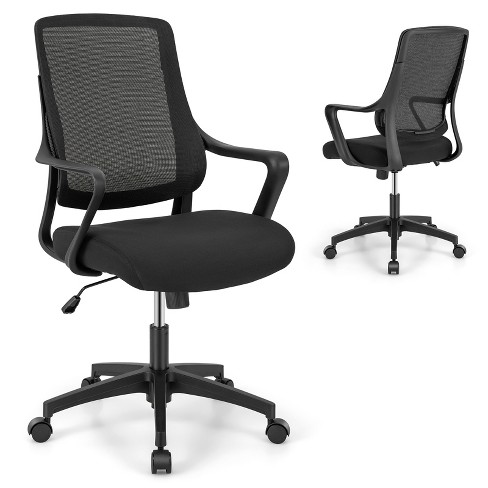 Ergonomic Desk Chair with Lumbar Support and Rocking Function-Black | Costway