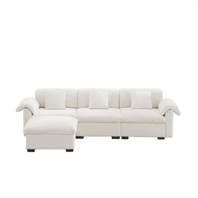 Dexmalle Modern Velvet 3 -Seat Sofa With Reversible Ottoman