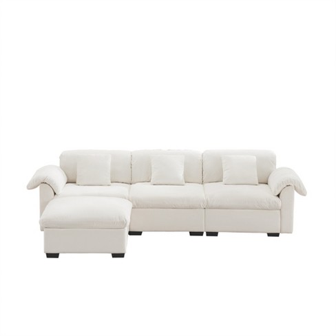 Dexmalle Modern Velvet 3 -Seat Sofa With Reversible Ottoman - image 1 of 4