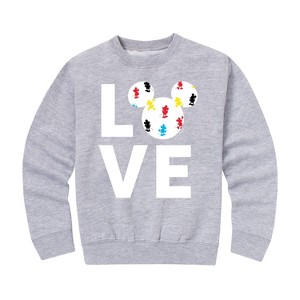 Boys' - Disney - Mickey Love Fill Graphic Long Sleeve Fleece Sweatshirt - 1 of 4
