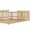SEVOBAL Kids Furniture Beds Full Size Montessori Floor Bed with Slats Fence and Door Sturdy Wood Easy Assembly for Kids, Brown, 78.74"*16.73"*6.69" - 3 of 4
