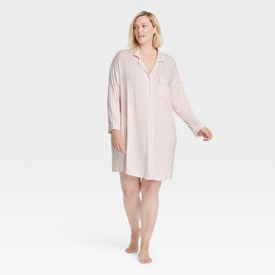 Women's Striped Beautifully Soft Notch Collar Nightgown - Stars Above™  Light Pink 4x : Target