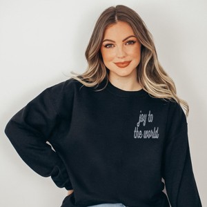 Simply Sage Market Embroidered Joy To The World Bold Cursive Sweatshirt - 1 of 4