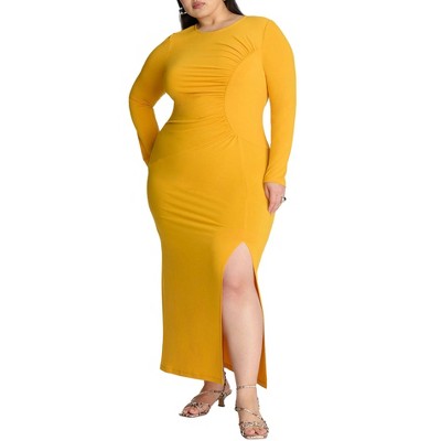 ELOQUII Women's Plus Size Shirred Detail Maxi Dress