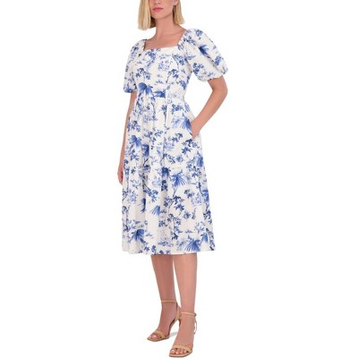 Vince Camuto Womens Printed Floral Midi Dress