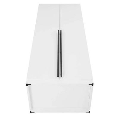 White MDF Freestanding Wardrobe Closet with Black Handles