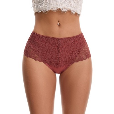 INSPIRE CHIC Women's Mid Rise Breathable Soft Lace Overlay Underwear Seamless Hipster Briefs