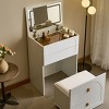 Vanity Desk with Flip Mirror LED Light and 3 Drawers Makeup Table with Stool for Small Bedrooms-3irtyhousy - 2 of 4